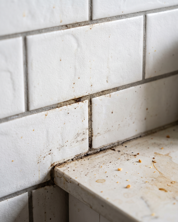 Grime and dirt on counter and Walls