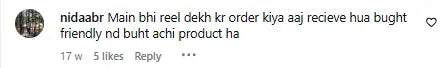 Instagram customer comment