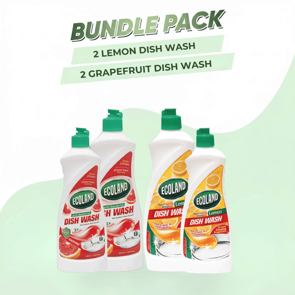 Family Saver Pack (2 Lemon Dish Wash & 2 Grapefruit Dish Wash) - Ecoland